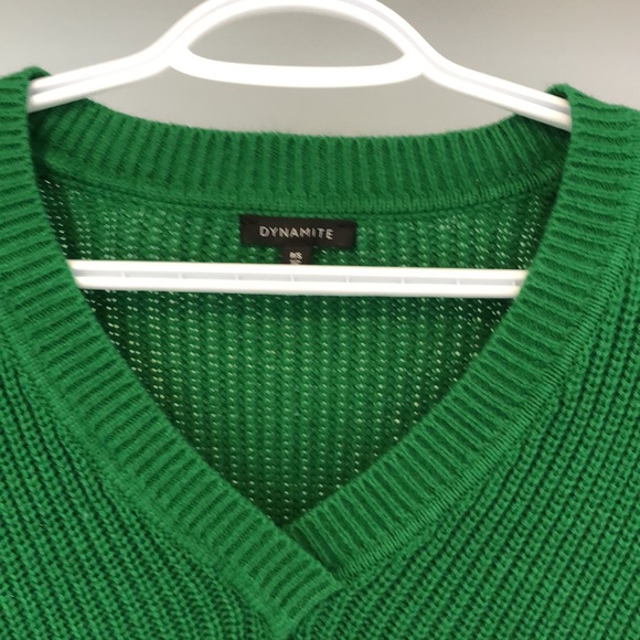 Green Crop Sweater with Scalloped Trim from Dynamite - Picture 4 of 6